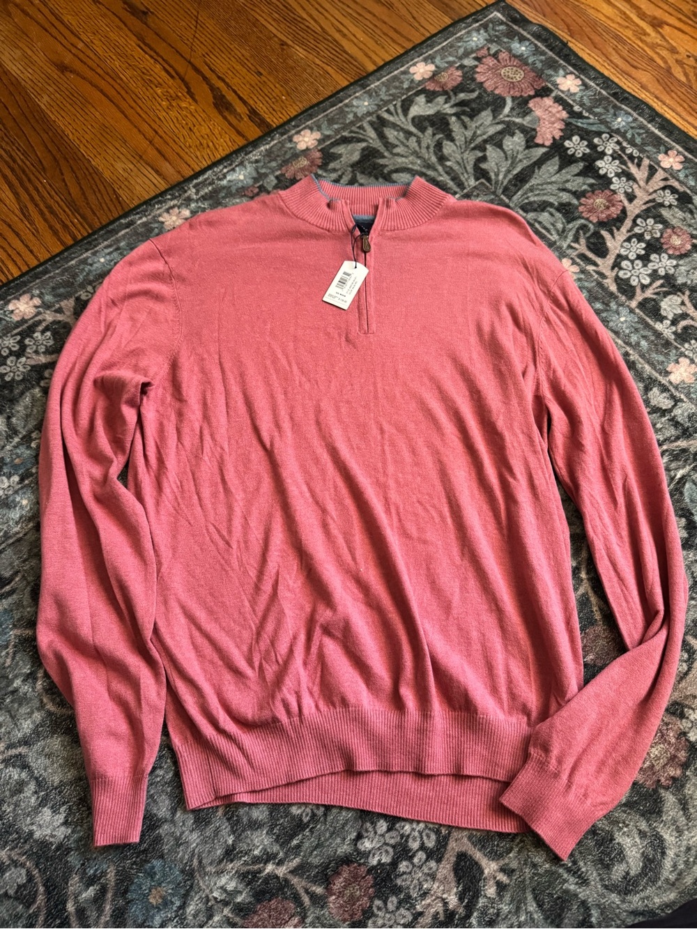 Johnnie-O Men’s M Bailey Quarter Zip Sweater Pinkish/Red Color NWT